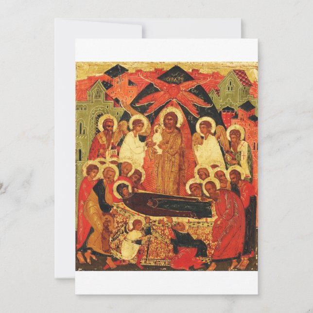 Dormition of the Mother of God orthodox icon  Invitation (Front)