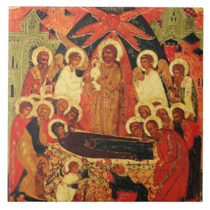 Dormition of the Mother of God orthodox icon  Tile