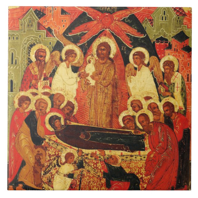 Dormition of the Mother of God orthodox icon  Tile (Front)