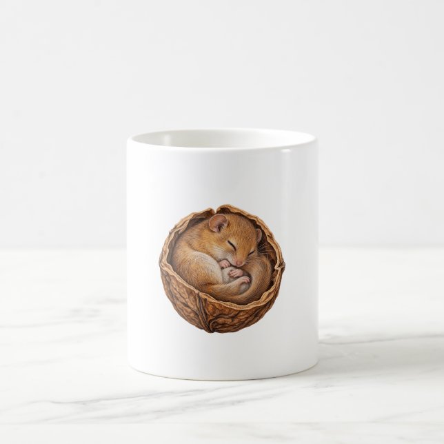 Dormouse Curled in a Walnut Shell Coffee Mug (Center)
