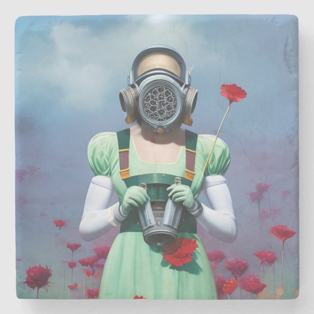 Dorothy in a Gas Mask Stone Coaster (Front)