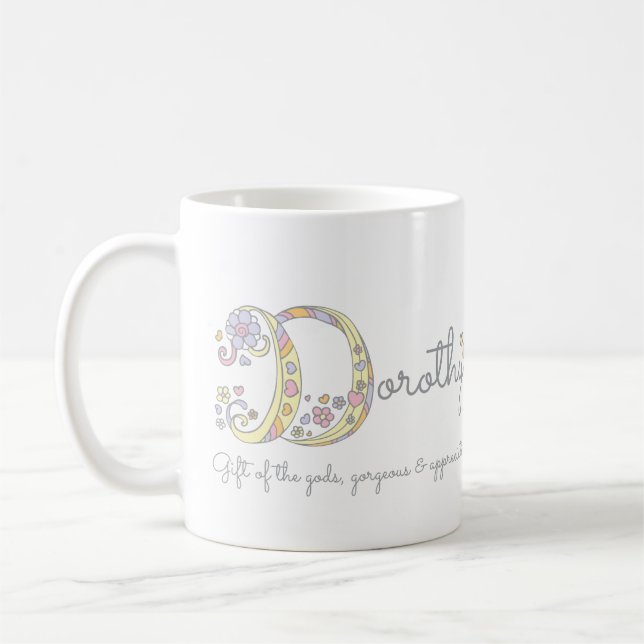 Dorothy letter D name meaning monogram mug (Left)