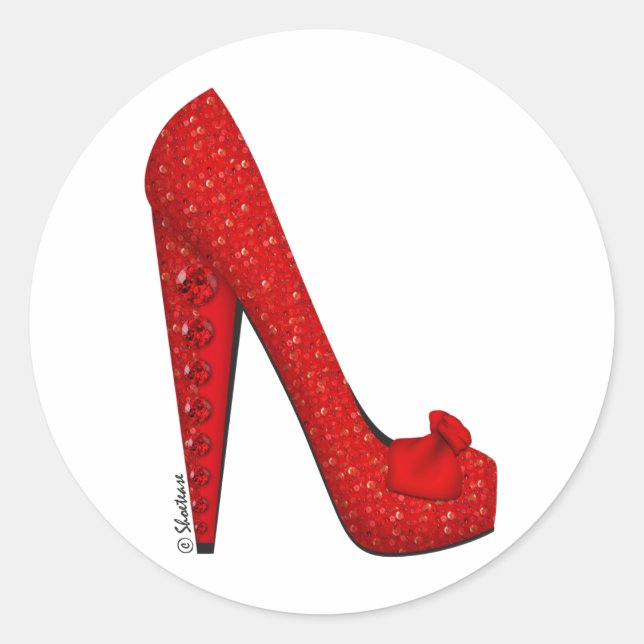 Dorothy Ruby Pump Classic Round Sticker (Front)