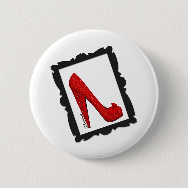 Dorothy's Framed Ruby Red Heels 6 Cm Round Badge (Front)