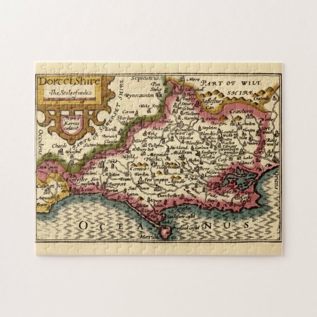 Dorset Dorsetshire County England Old Historic Map Jigsaw Puzzle (Horizontal)