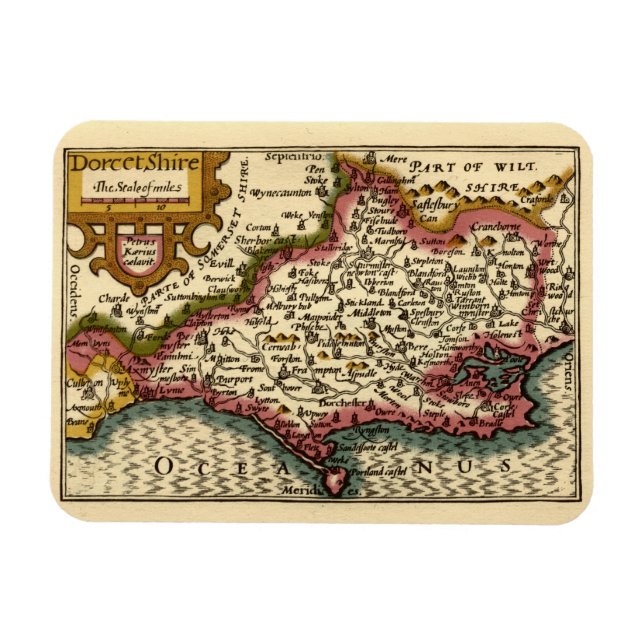 Dorset Dorsetshire County England Old Historic Map Magnet (Horizontal)