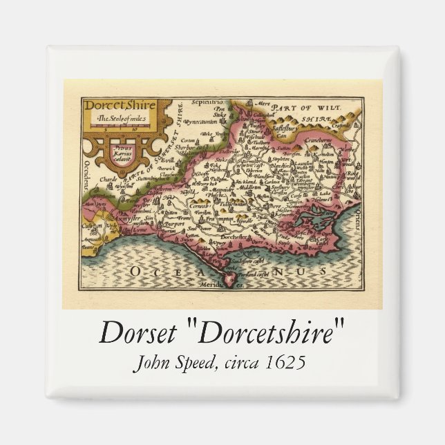 Dorset Dorsetshire County England Old Historic Map Magnet (Front)