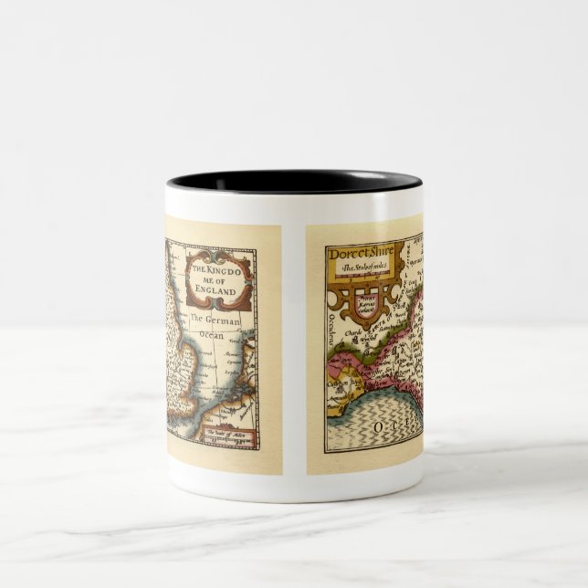 Dorset Dorsetshire County England Old Historic Map Two-Tone Coffee Mug (Center)