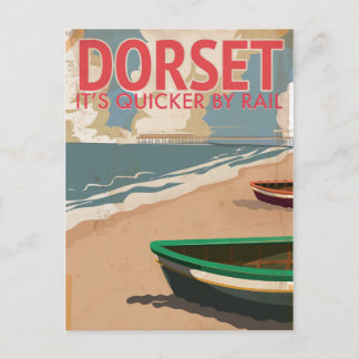 Dorset, England Vintage locomotive Travel Poster Postcard