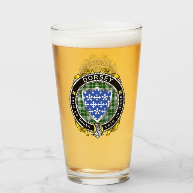 Dorsey/Darcy Irish Shield Beer Glass (Front Filled)