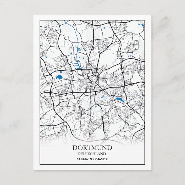 Dortmund Deutschland City Map Travel Simple Postcard (Front)