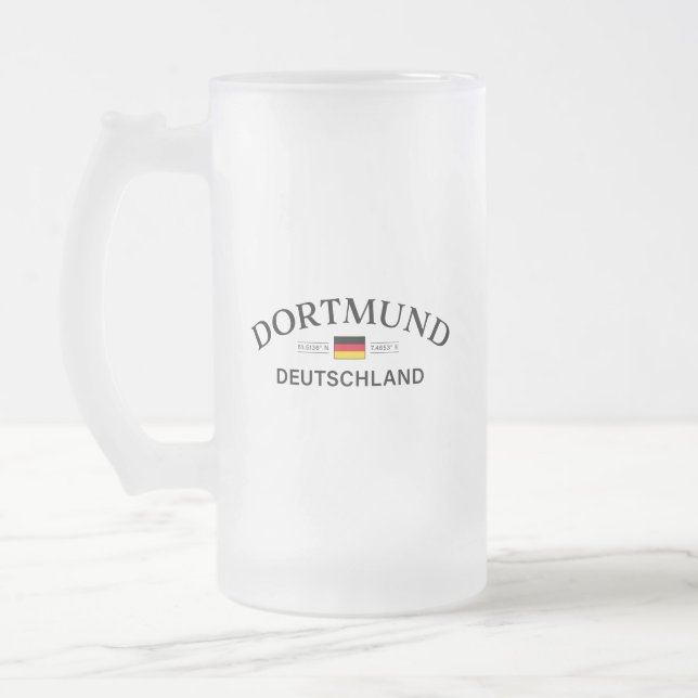 Dortmund Deutschland Coordinates German Frosted Glass Beer Mug (Left)
