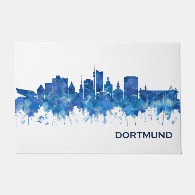 Dortmund Germany Skyline Blue Doormat (Front)