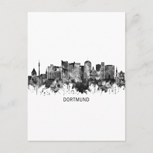 Dortmund Germany Skyline BW Invitation Postcard (Front)