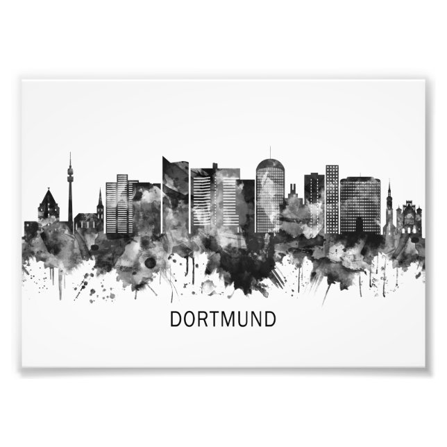 Dortmund Germany Skyline BW Photo Print (Front)