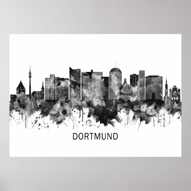 Dortmund Germany Skyline BW Poster (Front)