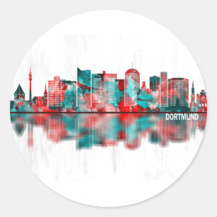 Dortmund Germany Skyline Classic Round Sticker