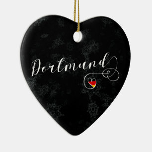 Dortmund Heart, Christmas Tree Ornament, Germany Ceramic Tree Decoration