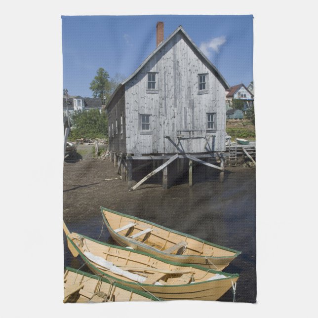 Dory builder,Lunenburg, Nova Scotia, Canada Tea Towel (Vertical)