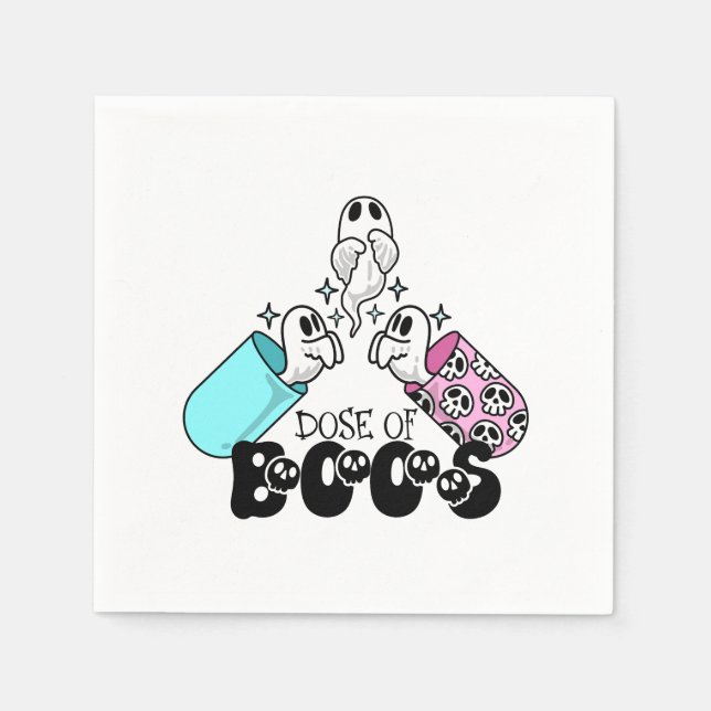Dose of Boos Funny Ghost Medical Halloween Napkin (Front)