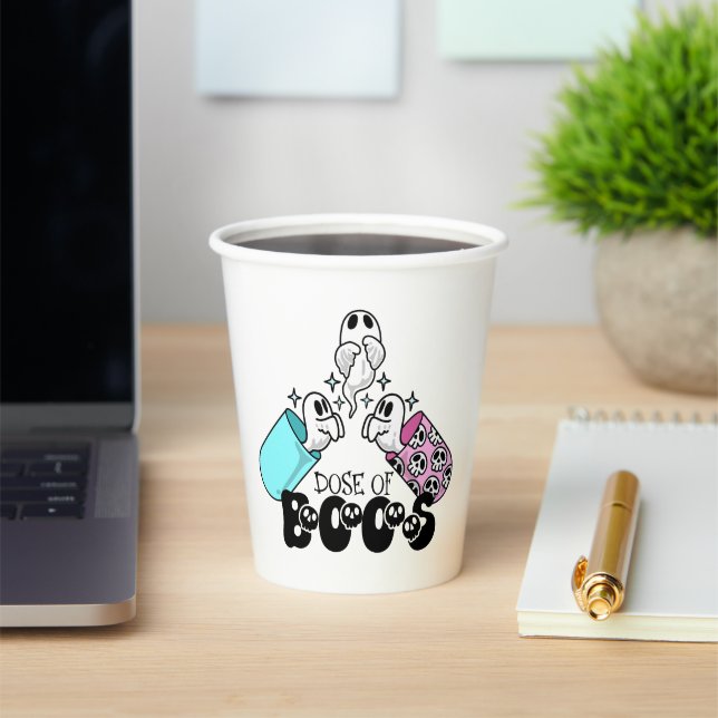 Dose of Boos Medical Ghost Halloween Paper Cups (Insitu)