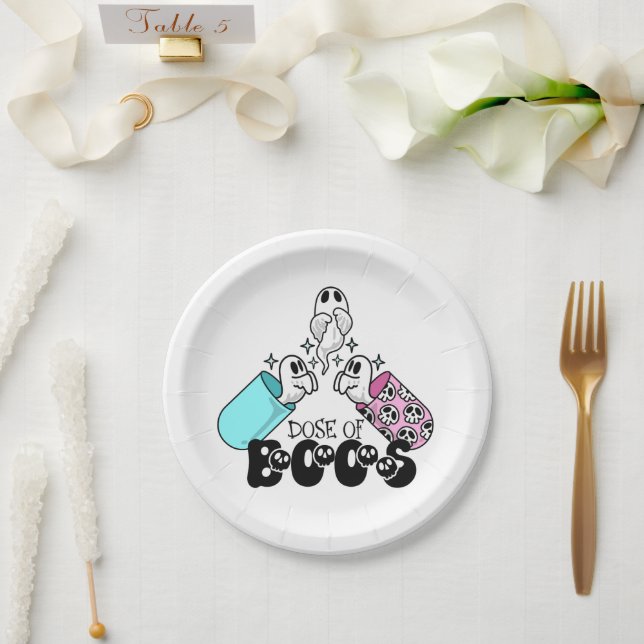 Dose of Boos Medical Ghost Halloween Paper Plate (Wedding)