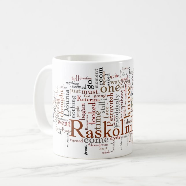 Dostoevsky Crime and Punishment Words Coffee Mug (Front Left)