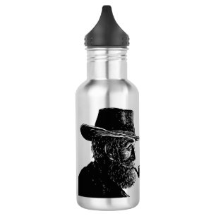 Dot and Line Portrait: Wise Old Man Smoking a Pipe 532 Ml Water Bottle