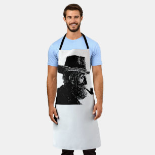 Dot and Line Portrait: Wise Old Man Smoking a Pipe Apron