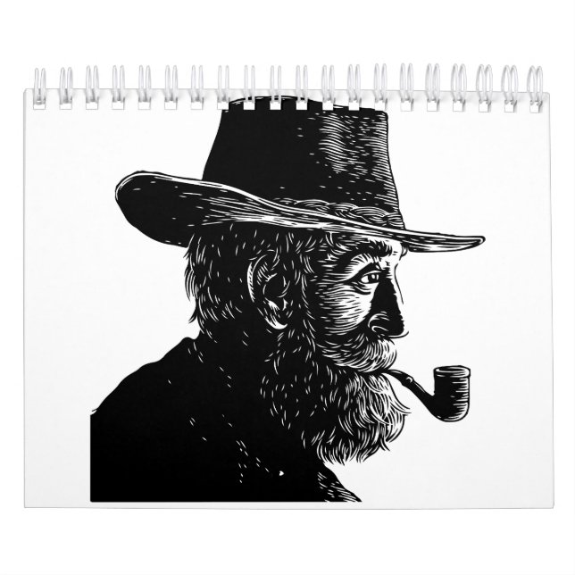 Dot and Line Portrait: Wise Old Man Smoking a Pipe Calendar (Cover)