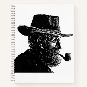 Dot and Line Portrait: Wise Old Man Smoking a Pipe Notebook