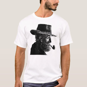 Dot and Line Portrait: Wise Old Man Smoking a Pipe T-Shirt