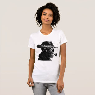Dot and Line Portrait: Wise Old Man Smoking a Pipe T-Shirt