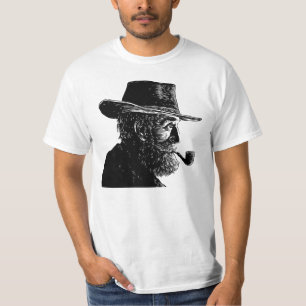 Dot and Line Portrait: Wise Old Man Smoking a Pipe T-Shirt