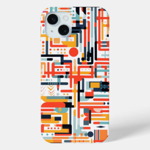 Dot and rod patterns on white iPhone 15 mini case
