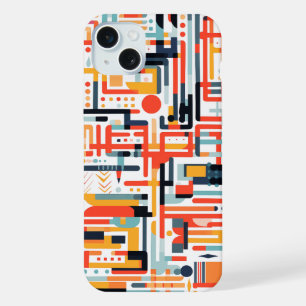 Dot and rod patterns on white iPhone 15 plus case