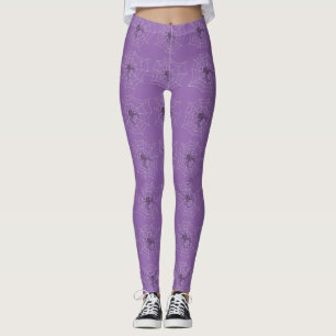 Dot Art Black Widow Spider in Web Leggings