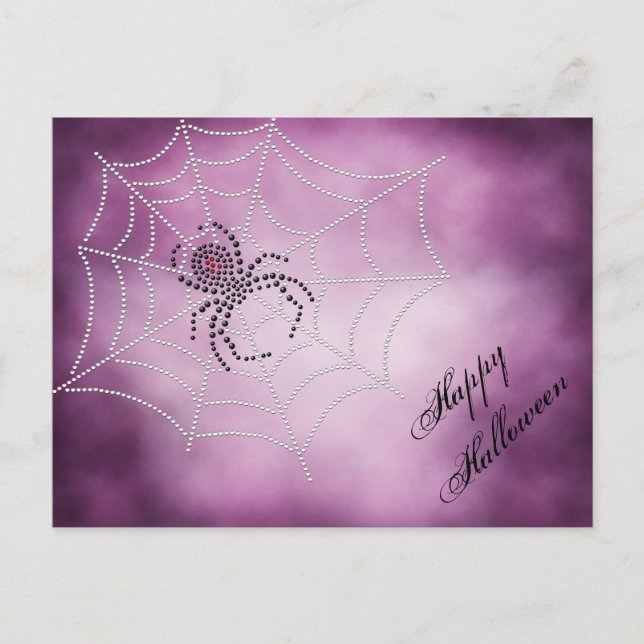Dot Art Black Widow Spider in Web Postcard (Front)