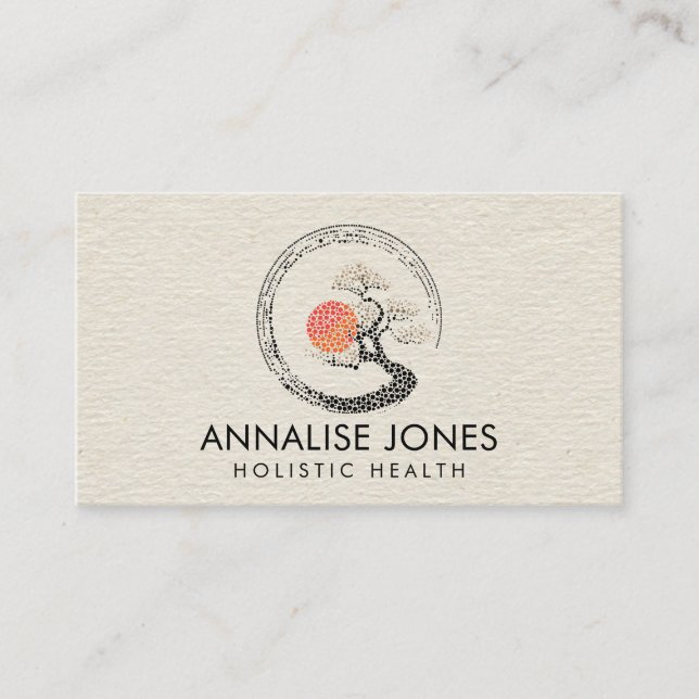 Dot Art Enso Circle and Bonsai Tree Business Card (Front)