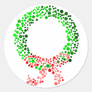 Dot Christmas Wreath with Bow Classic Round Sticker