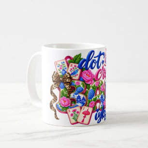 Dot Crack Bam Funny Mahjong Pink Blue Chinoiserie Coffee Mug