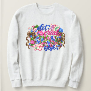 Dot Crack Bam Funny Mahjong Pink Blue Chinoiserie  Sweatshirt