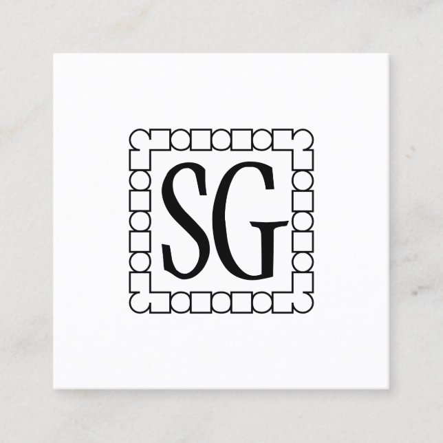 Dot Dash Box 02 - Initials Square Business Card (Front)