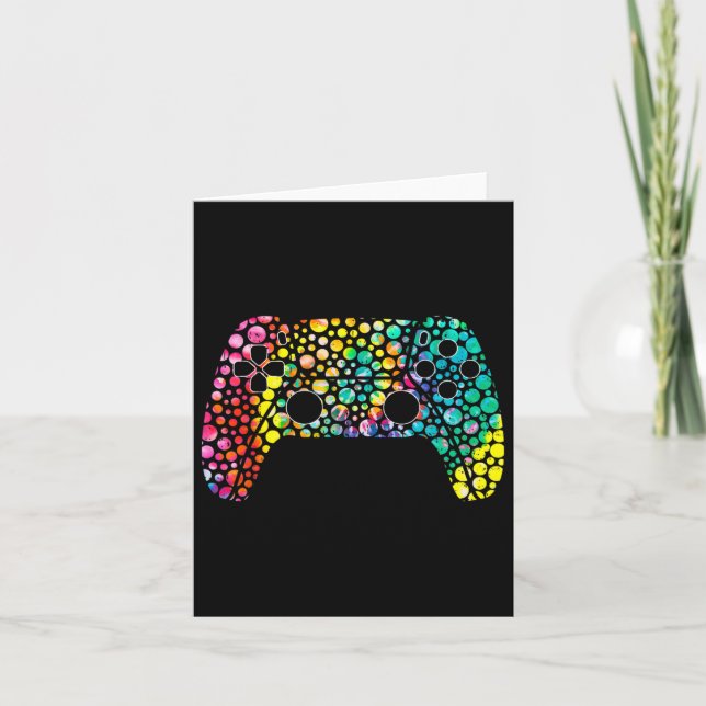 Dot Day Gamers Boy Game Controller Colourful Polka Card (Front)