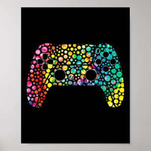 Dot Day Gamers Boy Game Controller Colourful Polka Poster