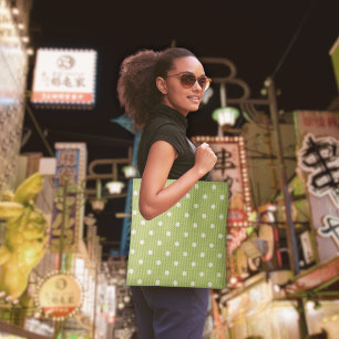 Dot Delight Green Tote Bag