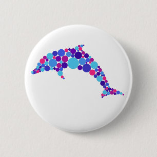 Dot Dolphin Colorfull Abstract Sea Animal 6 Cm Round Badge