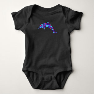 Dot Dolphin Colorfull Abstract Sea Animal Baby Bodysuit
