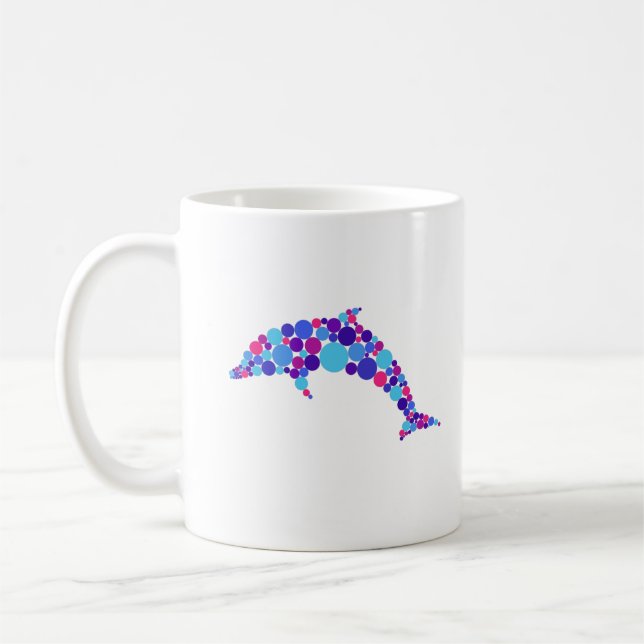 Dot Dolphin Colorfull Abstract Sea Animal Coffee Mug (Left)