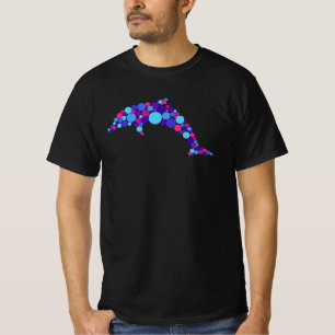 Dot Dolphin Colorfull Abstract Sea Animal T-Shirt